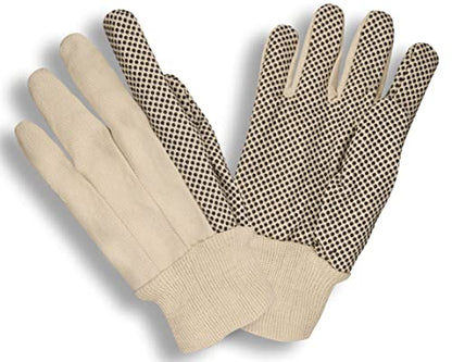Cordova 2610 Medium Weight Gloves, Cotton Canvas, Black PVC Dots, Knit Wrist, Large, 12-Pack - size: Large