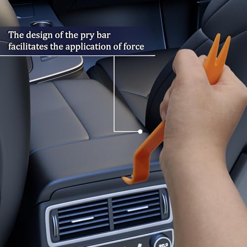 Newkita 12 PCS Plastic Trim Removal Tool No Scratch Auto Trim Removal Tool Kit, Auto Clip Rivet Fastener Remover Pry Tool Auto Parts for Car Panel & Audio Dashboard Repair Kit (Red + Orange)