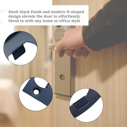 12-Piece Door Strike Plate Kit, Black Stainless Steel Deadbolt Covers & Reinforcement, Full Lip Round Corner, Fits Standard Wooden Doors & Locks (Square)
