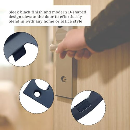 12-Piece Door Strike Plate Kit, Black Stainless Steel Deadbolt Covers & Reinforcement, Full Lip Round Corner, Fits Standard Wooden Doors & Locks (Square)