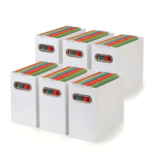 Collapsible File Organizer Box with Handle,12.20x5.11x9.84Inches, Filing Organizer for Home or Office, Small Portable File Box(6 Packs, White) - color: White, style: 6 Packs