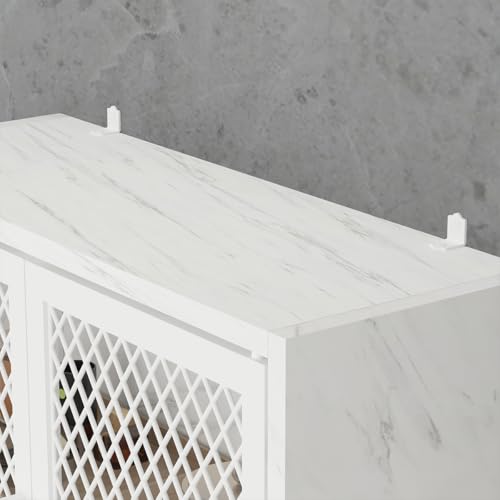 Launica Over The Toilet Storage Cabinet, Bathroom Organizer Over Toilet, Wood Metal Industrial Bathrooms Space Saver Shelf, Freestanding Bathroom Cabinet Above Toilet with Rack, White Marble - color: White Marble