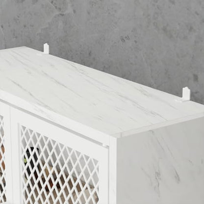 Launica Over The Toilet Storage Cabinet, Bathroom Organizer Over Toilet, Wood Metal Industrial Bathrooms Space Saver Shelf, Freestanding Bathroom Cabinet Above Toilet with Rack, White Marble - color: White Marble