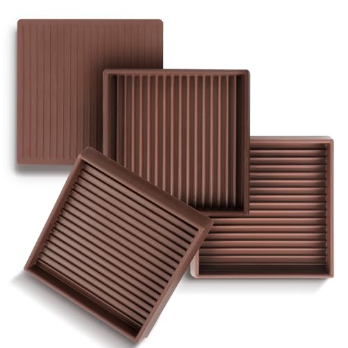 xxxHOLIC Heavy Duty Non Slip Furniture Pads – 3”x 3” Brown Square (Set of 4) – Thick 0.2” Natural Rubber Grippers – No Adhesive Furniture Leg Stoppers for Hardwood Floors, Couch & Bed Anti Slide Cups - color: Brown, size: 3"*3"Square