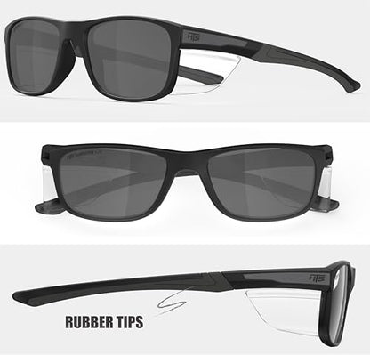 HTS HUNTERSKY TR90NZZ Safety Glasses with Side Shield Small Size Women Men ANSI Z87 Anti Fog Scratch Resistant Lab Pickleball - color: Black/Gray 2 Pack