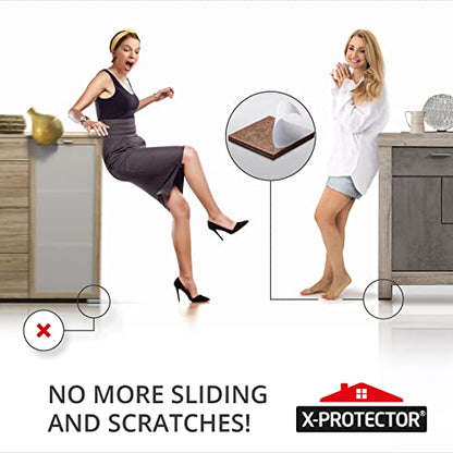 X-PROTECTOR Non Slip Furniture Pads - 16 Premium Furniture Grippers 2"! Self-Adhesive Rubber Feet Furniture Feet - Ideal Non Skid Furniture Pad Floor Protectors - Keep Furniture in Place! - size: 16 Square 2"