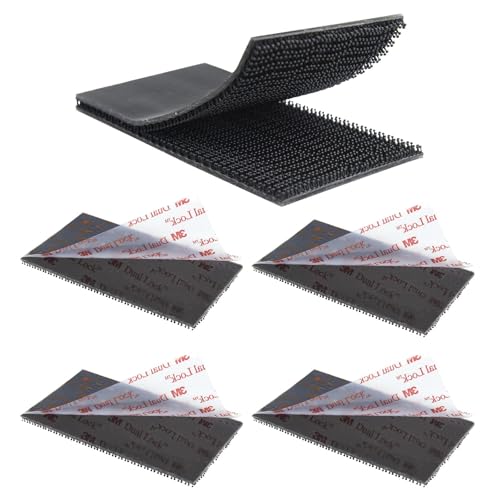 Dual Lock Tape 2in x 4in 4pcs, Heavy Duty Mounting Tape，Interlocking Tape Reclosable Fastener Self Sticky 3550CF Dual Lock Strip for EZ Pass Mounting Tape Black - size: 2in×4in×4pairs, style: Black