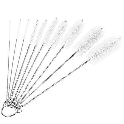 CiaraQ Bottle Cleaning Brushes, 8 Inch Nylon Tube Brush Set, Cleaner for Narrow Neck Bottles Cups with Hook, Set of 10pcs. - color: White, size: 8.0 Inch (10pcs)