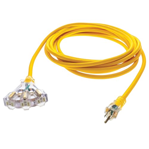 RoadPro 25FT Multi-Outlet Extension Cord RPBAD001 Heavy-Duty 12-Gauge 3-Wire SJTW Power Cable for Indoor Outdoor