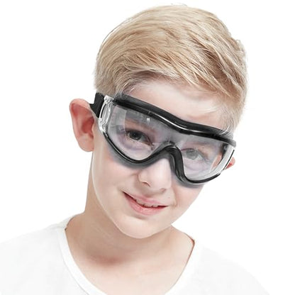 Kids Anti-fog Safety Goggles, Kids Lab Goggles, Adjustable, Compatible with Nerf Gun - color: Black