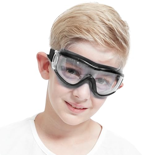 Kids Anti-fog Safety Goggles, Kids Lab Goggles, Adjustable, Compatible with Nerf Gun - color: Black
