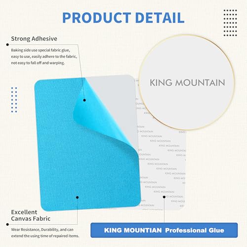 KING MOUNTAIN Canvas Repair Patch 9 x11 Inch 2 Pcs Self-Adhesive Waterproof Fabric Patch for Sofas, Tents, Furniture,Tote Bags, Car Seats (Blue) - color: Blue, size: 9"W×11"L-2PCS