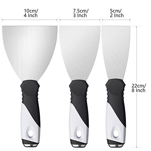 Mister Rui Putty Knife Set, 3" 5" 6" Paint Scrapers, Paint Tools, Small Metal Putty Knife Scraper Tool for Wood, Stainless Steel Paint Scraper with Hammer End - color: 3"5"6" Putty Knife