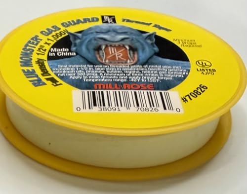 Three Pack - 1/2" Gas Guard PTFE Thread Seal Tape, Yellow, 1/2 Inch x 260 Inch PTFE Gas Line Thread Tape, 70826 Gas, Propane, and Butane Thread sealant Tape Yellow Gas Sealant Tape for Plumbing