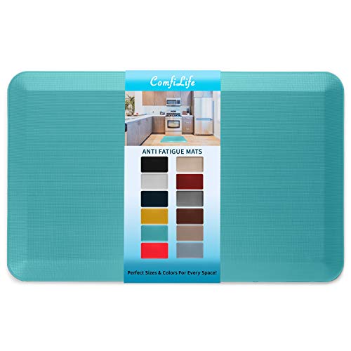 ComfiLife Anti Fatigue Floor Mat – 3/4 Inch Thick Perfect Kitchen Mat, Standing Desk Mat – Comfort at Home, Office, Garage – Durable – Stain Resistant – Non-Slip Bottom (20" x 32", Teal) - color: Teal, size: 20" x 32"
