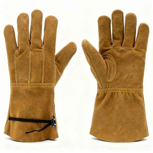 Leather Work Gardening Gloves for Men Women, Thorn-Proof Rose Pruning and Heavy-Duty Yard Work, Driving - size: Large (Pack of 1)