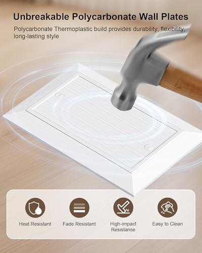 2-Pack Classic Beadboard Single Blank Wall Plate, Unbreakable Polycarbonate Wall Plate Cover, Pure White 1 Gang Wall Plate for Unused Outlets/Switches - color: Pure White, size: 1 Blank 2PK