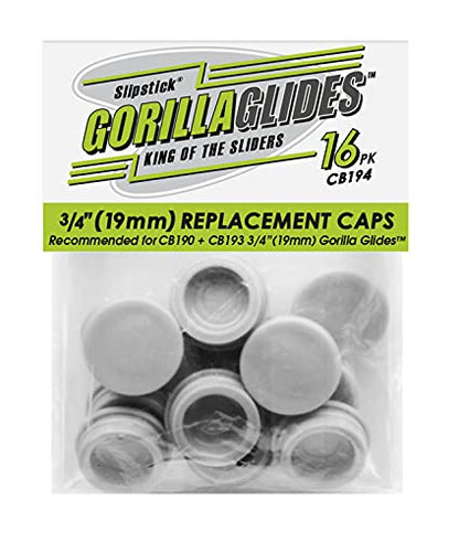 GorillaGlides CB194 Replacement Slider Cap Inserts for Slipstick 3/4 Inch Plastic Glides (Set of 16 Caps) Fits GorillaGlides CB193 and Slipstick CB190, Snap in - size: 3/4 Inch