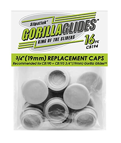 GorillaGlides CB194 Replacement Slider Cap Inserts for Slipstick 3/4 Inch Plastic Glides (Set of 16 Caps) Fits GorillaGlides CB193 and Slipstick CB190, Snap in - size: 3/4 Inch