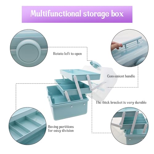 First Aid Storage Box, 3 Layers Plastic Medication Storage with Portable Handle, Art & Crafts Case/Sewing Supplies Organizer/Medicine Box/Family First Aid Box(Blue) - size: Medium Blue
