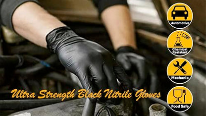 Ultra Stretch Pro 6 Mil Heavy Duty Black Disposable Nitrile Gloves, Chemical Resistant, Powder& Latex-Free, Finger Textured - size: X-Large (Pack of 100)