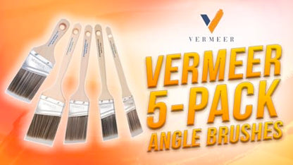 Vermeer Angle Paint Brushes, 5-Pc Angled Brush Set, 1-2.5 Inch Sash Brushes for Trim Walls Cabinets, Interior Exterior Painting Tools