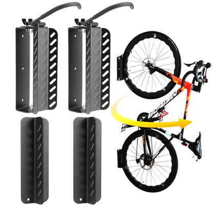 PHUNAYA Bike Wall Mount Vertical, Swivel Bike Hangers For Garage, Bike Rack Garage Wall, Bicycle Hooks, Garden Indoor Outdoor Storage, (2Pack) - style: Vertical 2Pack