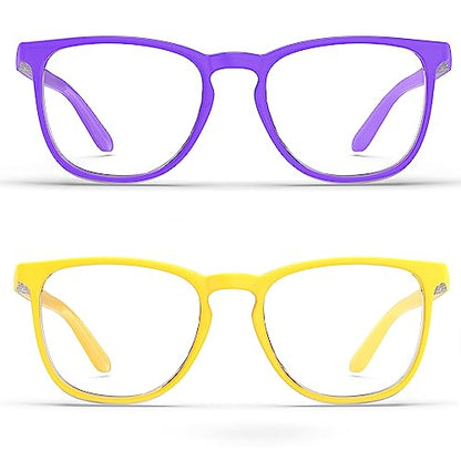 Stylish Safety Glasses, Clear Anti-Fog Anti-Scratch Protective Glasses For Men And Women - color: Violet Colour+lemon Yellow（2 Pack）