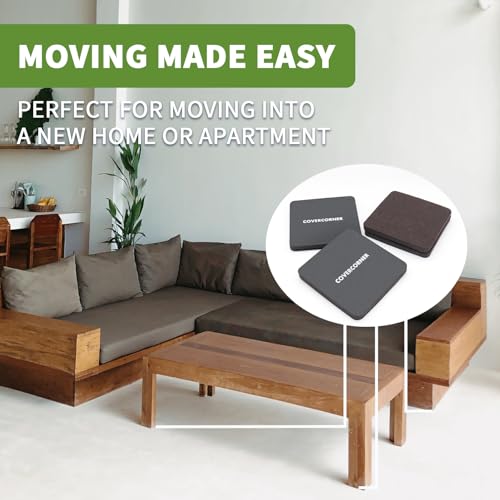 Felt Furniture Sliders for Hardwood Floors 8 PCS - 5 inch Square Furniture Moving Slider – Heavy Duty Felt Movers Sliders Chair Legs Floors Protectors (for Hardwood Floors)-Brown - size: 8 PCS 5'' Brown