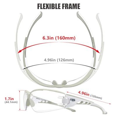 HTS HUNTERSKY Super Flexible Lightweight Anti Fog Wrap-Around U6 Clear Shooting Safety Glasses with ANSI Z87.1 Scratch Resist - color: Light Gray / Clear (1 Pack)