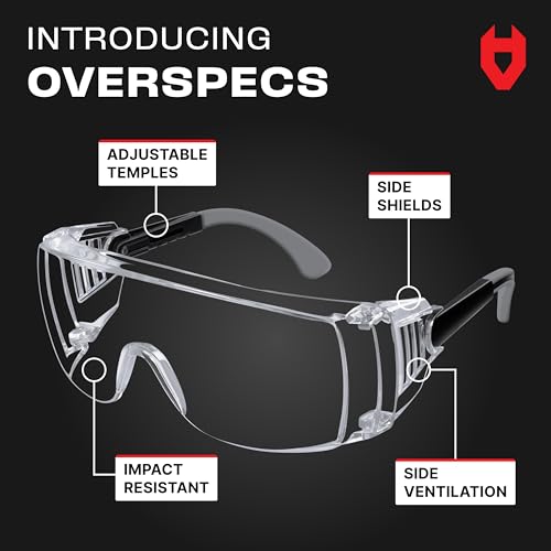 NoCry Safety Glasses Over Eyeglasses — Fog and Scratch-Resistant Over Glasses Safety Glasses for Men and Women with Side Shields, UV380 Protection, ANSI Z87 Rated — Perfect Safety Goggles Over Glasses