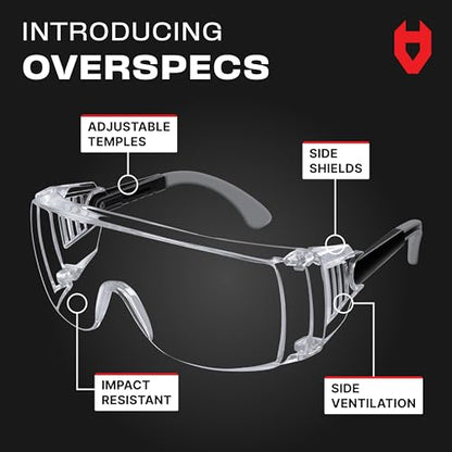 NoCry Safety Glasses Over Eyeglasses — Fog and Scratch-Resistant Over Glasses Safety Glasses for Men and Women with Side Shields, UV380 Protection, ANSI Z87 Rated — Perfect Safety Goggles Over Glasses