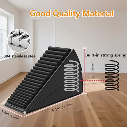 Heavy Duty Door Stopper,3 Inch High Large Adjustable Spring Door Stop,Tall Door Stoppers for Bottom of Doors，Big Wedge Suits Carpet, Tile, Wood, 1 Pack Black