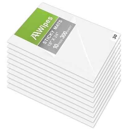 AAwipes Sticky Mats for Dogs or Cats 18" x 24" 300 Sheets (White, Case of 10, 30 Sheets/Mat) Cleanroom Floor Mats/Tacky/Adhesive for Pet, Lab, Hospital, Gym (IPSM-1824-300-W) - size: White 18" x 24"