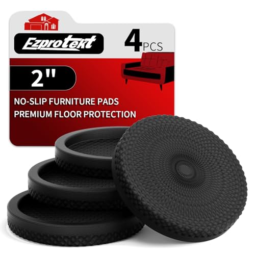 Ezprotekt Non Slip Furniture Pads, 4 Pcs 2" Anti Slip Rubber Caster Cups, No Slide Furniture Gripper, Anti Skid Furniture Coasters for Hardwood Floors, Furniture Stoppers to Prevent Sliding (Black) - size: 2" 4pcs
