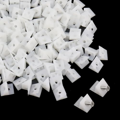 Oedema 150 Pcs Drawer Bracket Repair Wedges Fixing Mending Wedges Plastic 90 Degree Angle Code Corner Braces Fastener with Screws, White - color: White