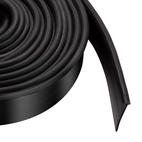Shower Bottom Waterproof Door Rubber Sweep Trim Black Seal for Home Bathroom, 108 x 13/16 x 5/32 Inch Tee Insert Shape - color: Black