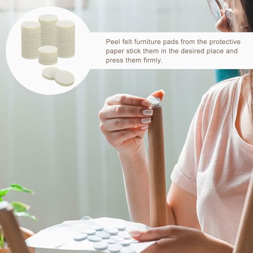 uxcell Furniture Pads, 36Pcs 1.25" - Round Self Adhesive Felt Furniture Pads, Floor Protectors for Furniture Feet Chairs Legs Hardwood Floors (Beige) - size: 1.25"