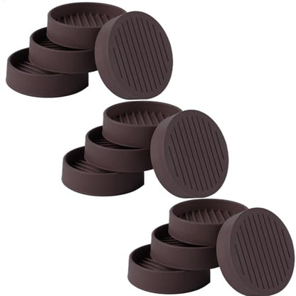2x2 Round Rubber Furniture Caster Cups, Anti-Sliding Furniture Pads Bed Stopper Floor Protectors with Grip - Protect Any Flooring - size: 12 Pcs Brown