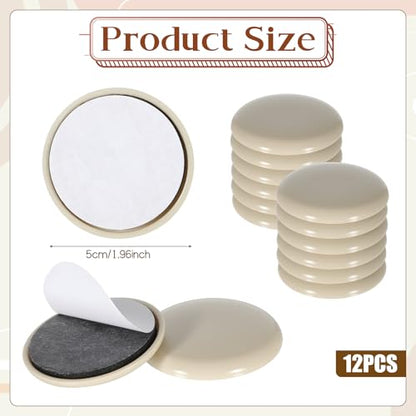 12 Pcs Furniture Sliders, Round Sliders for Furniture on Carpet, 2 Inch PE Floor Protectors for Sofa, Table & Chair Moving, Beige