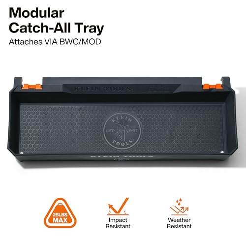KLEIN TOOLS BC701SL Tray Module Rail System Attachment, 25-Pound Load Rating, Catch All Tray, Weather-Resistant Modular Storage for Man Lifts, Scissor Lifts, and Elevated Work Platforms - size: Catch All Tray