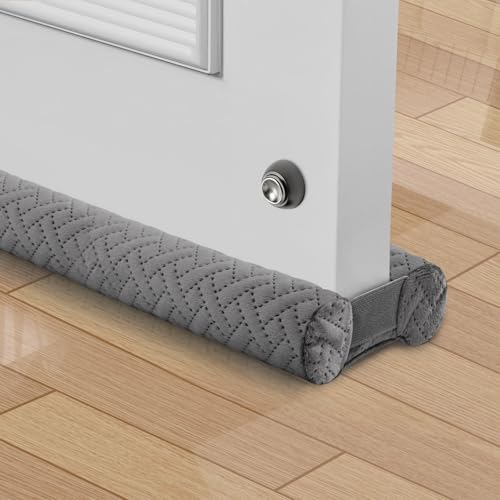 Premium Velvet Under Door Draft Stopper, Door Draft Stoppers for Bottom of Door with Double-Sided Windproof Seal, 30'' to 36'' Adjustable Gap Filler to Blocks Cold Air Light Dust Noise Drafts - color: Gray, size: 30'' to 36''