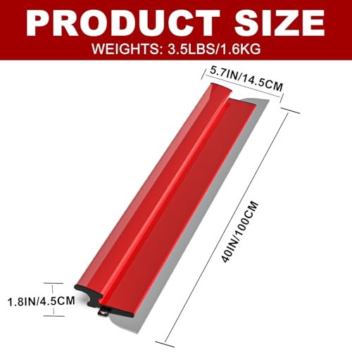 40 Inch Drywall Skimming Blade, Replaceable 0.38mm Stainless Steel Blade, Drywall Trowel for Gyprock, Drywall and Wall-Boardrd, Ergonomically Designed Grip - size: 40 Inch