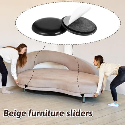 12Pcs Furniture Sliders for Carpeted Floors, 2-inch Stick Furniture Movers Self Adhesive Chair Gliders for Easy Moving on Carpet and Hardwood Floors(Black)