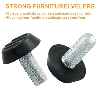 8 Pcs Furniture Levelers M8 x 20mm Table Leg Levelers, Levelling Foot Screw on Furniture Adjuster Mini Adjustable Feet for Furniture Legs Patio Furniture Feet - Black - size: M8 x 20mm