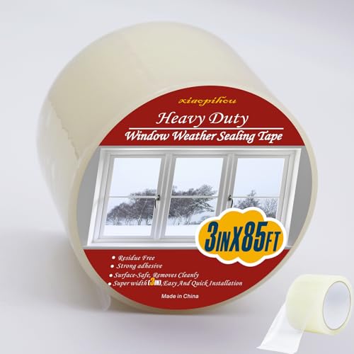 Transparent Weather Sealing Tape, 3-Inch x 85FT, Clear Draft Isolation Sealing Film - Clear Draft Stopper Adhesive Tape for Doors, Windows and Shower Glass Gaps - size: 3-Inch x85FT