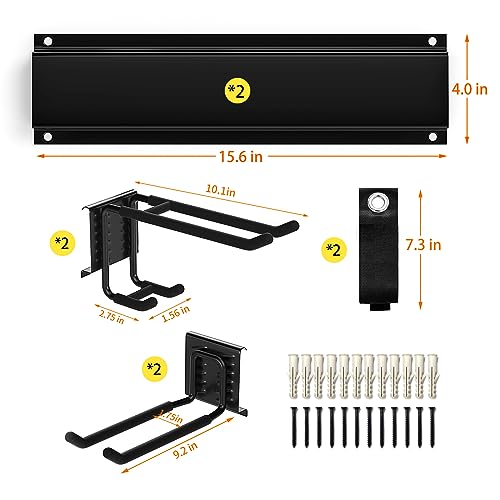 Garage Tool Organizer Wall Mount, Yard Garden Tool Organizer, Adjustable Tool Storage Rack with 4 Heavy Duty Steel Hooks, Max Load 200lbs Garage Organization, Black - size: 32 Inch 1.0