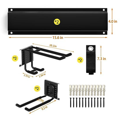 Garage Tool Organizer Wall Mount, Yard Garden Tool Organizer, Adjustable Tool Storage Rack with 4 Heavy Duty Steel Hooks, Max Load 200lbs Garage Organization, Black - size: 32 Inch 1.0
