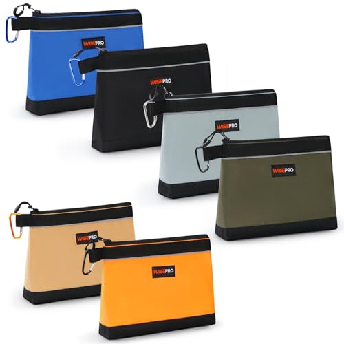 Zipper Tool Pouches, Multi-Purpose Utility Tool Bags Organizer for Small Hand Tools, Screws, Nails, Hardware, Pliers & Wrenches, Storage Pouch Set for Electricians, Plumbers, HVAC & Mechanics - color: Khaki, Gray, Orange, Blue, Black and Army Green, size: