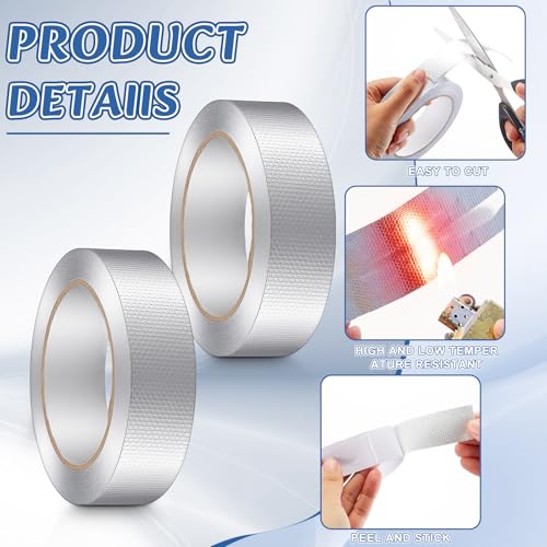Fuyoooo 2 Roll 1.18in x 131 ft in Total Aluminum Polycarbonate Tape, Heavy Duty Waterproof Sealing Insulation Greenhouse Tape, Self Adhesive UV Heat Resistant for Greenhouse Roofing Outdoor Repairs - style: Classic Styles